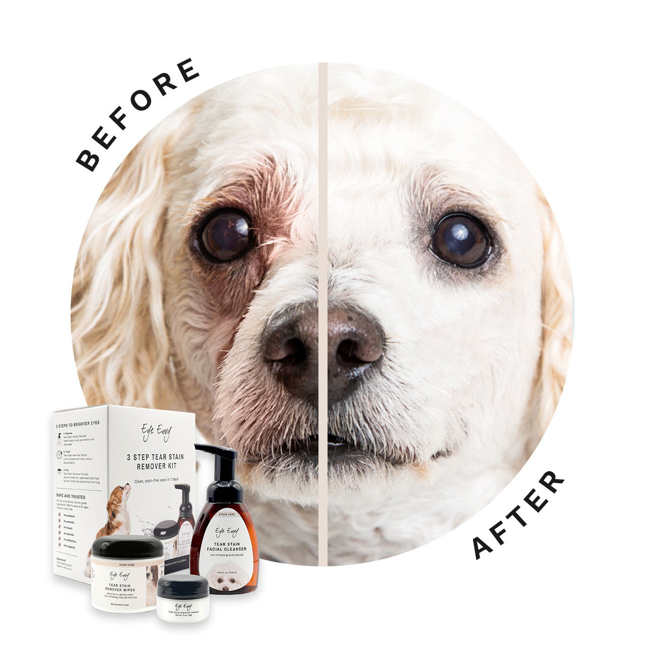 3-Step Tear Stain Remover Kit for Dogs