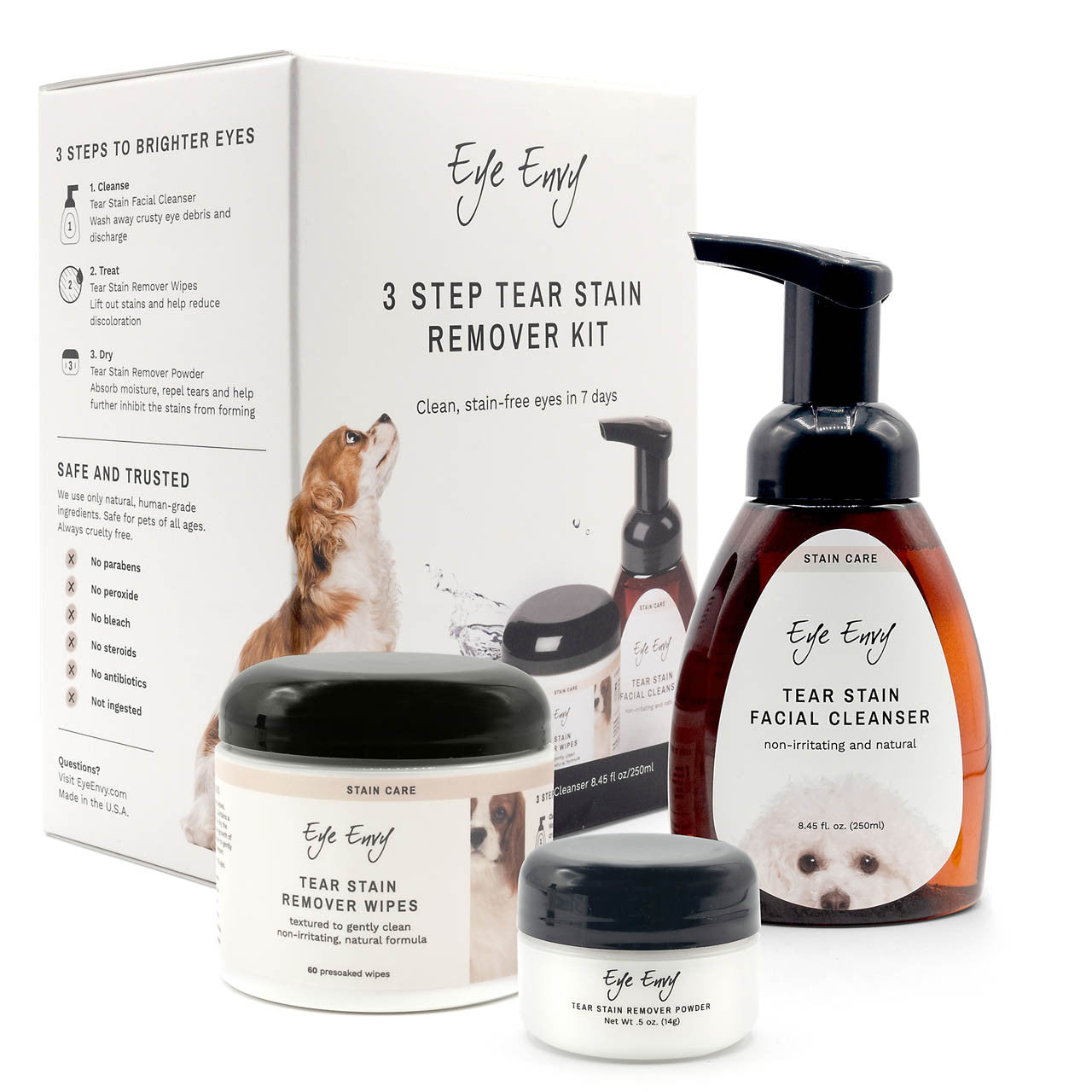 3-Step Tear Stain Remover Kit for Dogs