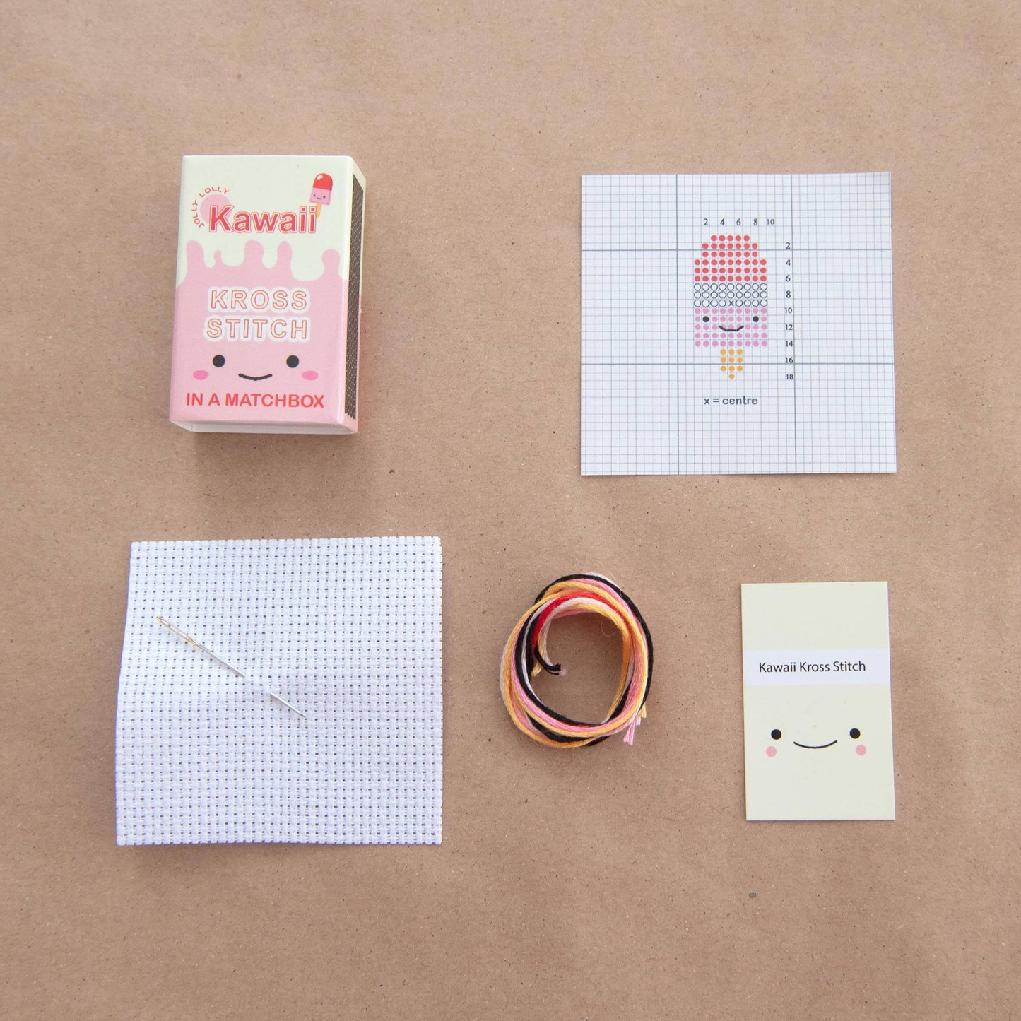 Kawaii Ice Lolly Mini Cross Stitch Kit In A Matchbox