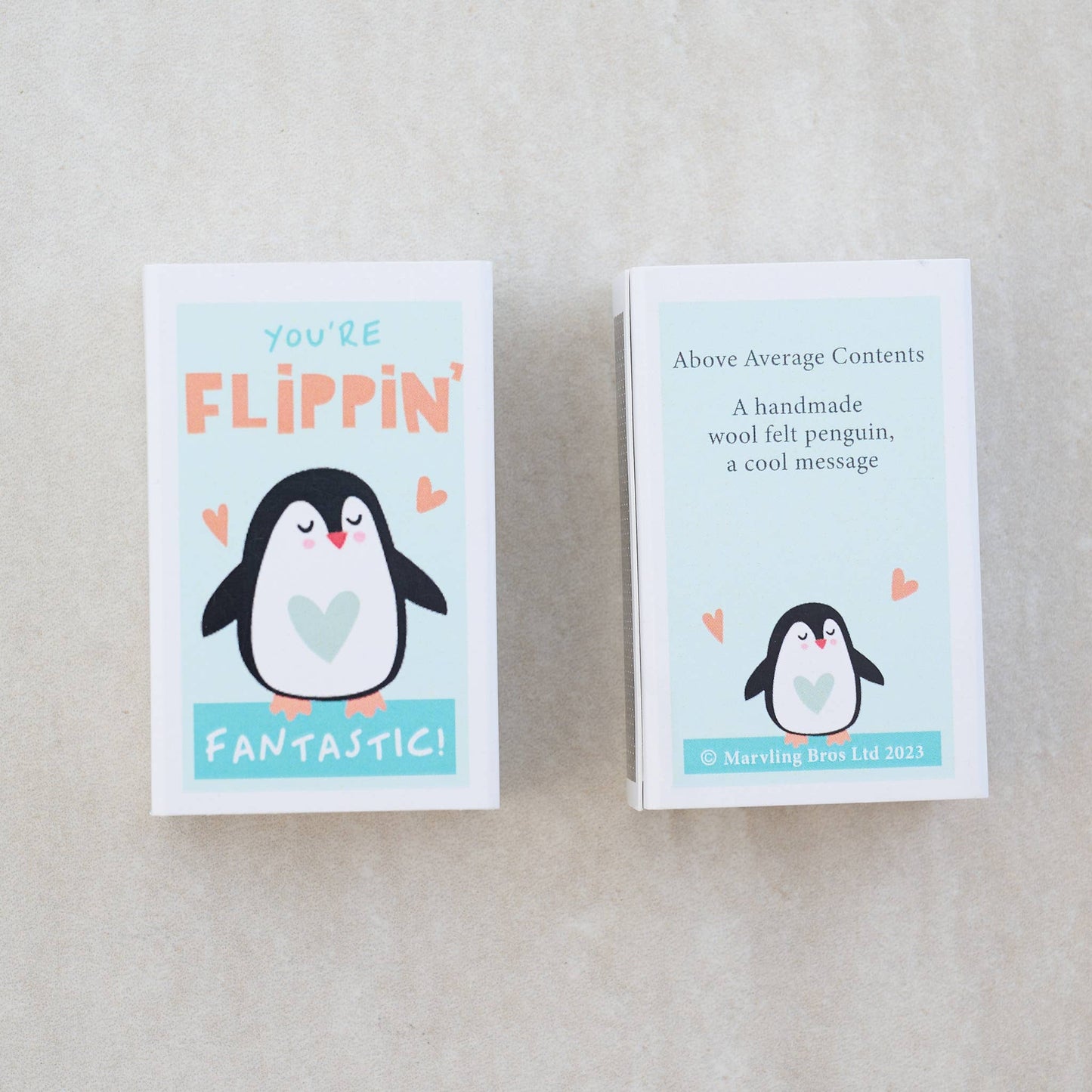 Flippin' Fantastic Friend Wool Felt Penguin In A Matchbox