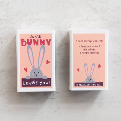 Some Bunny Loves You Wool Felt Rabbit In A Matchbox