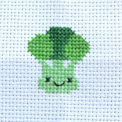 Kawaii Broccoli  Cross Stitch Kit In A Matchbox