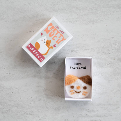 You're Purrfect Wool Felt Cat In A Matchbox