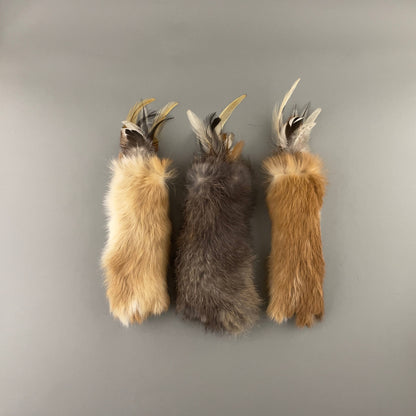 Handmade Cat Kicker Toy Rabbit Fur & Feathers