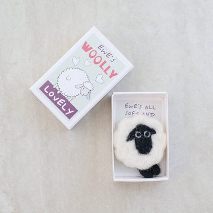 Ewe's Woolly Lovely Wool Felt Sheep In A Matchbox