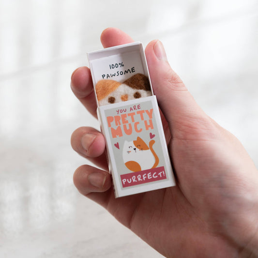 You're Purrfect Wool Felt Cat In A Matchbox