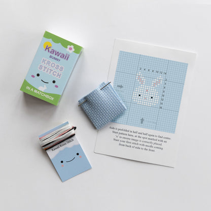 Kawaii Bunny Min Cross Stitch Kit In A Matchbox