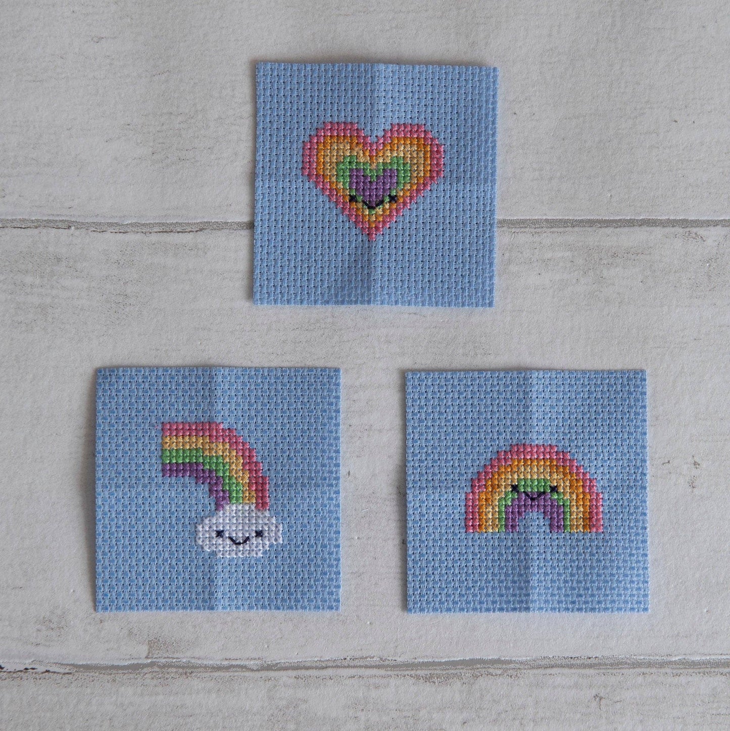 Kawaii Rainbow Arc  Mini Cross Stitch Kit  In A Matchbox