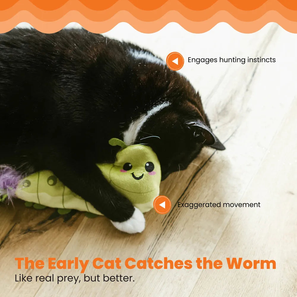 Catstages Wiggle Worm Flopping Toy Green