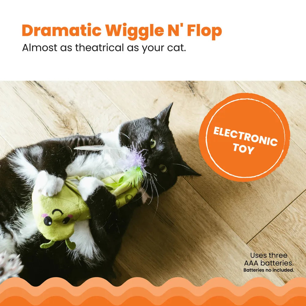 Catstages Wiggle Worm Flopping Toy Green