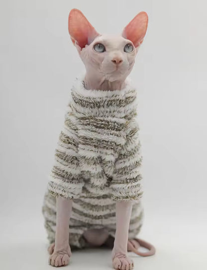 Stripped Faux Fur Cat Clothes