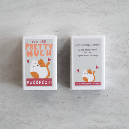 You're Purrfect Wool Felt Cat In A Matchbox