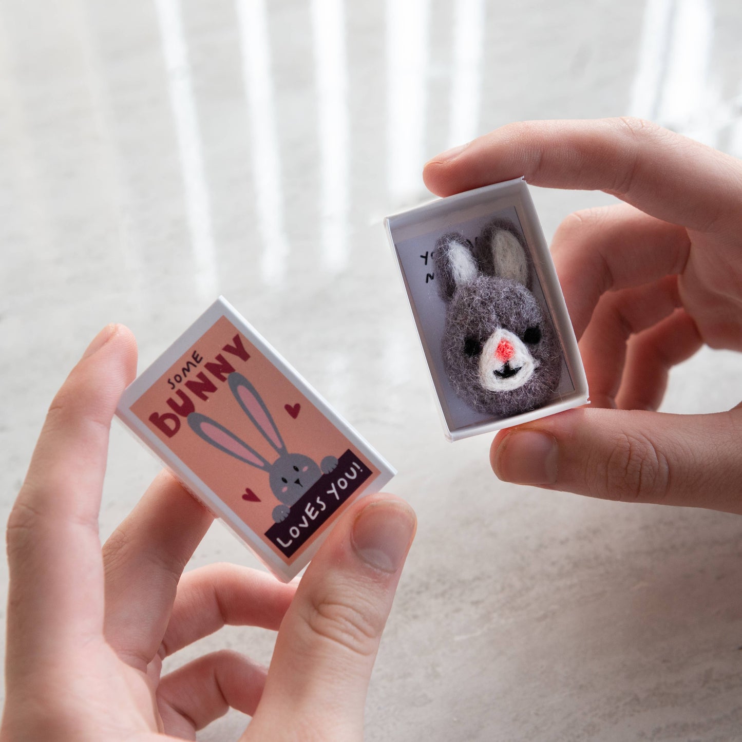 Some Bunny Loves You Wool Felt Rabbit In A Matchbox
