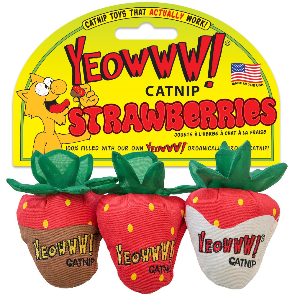 Yeowww! Catnip Cat Toy Strawberries 3-pack