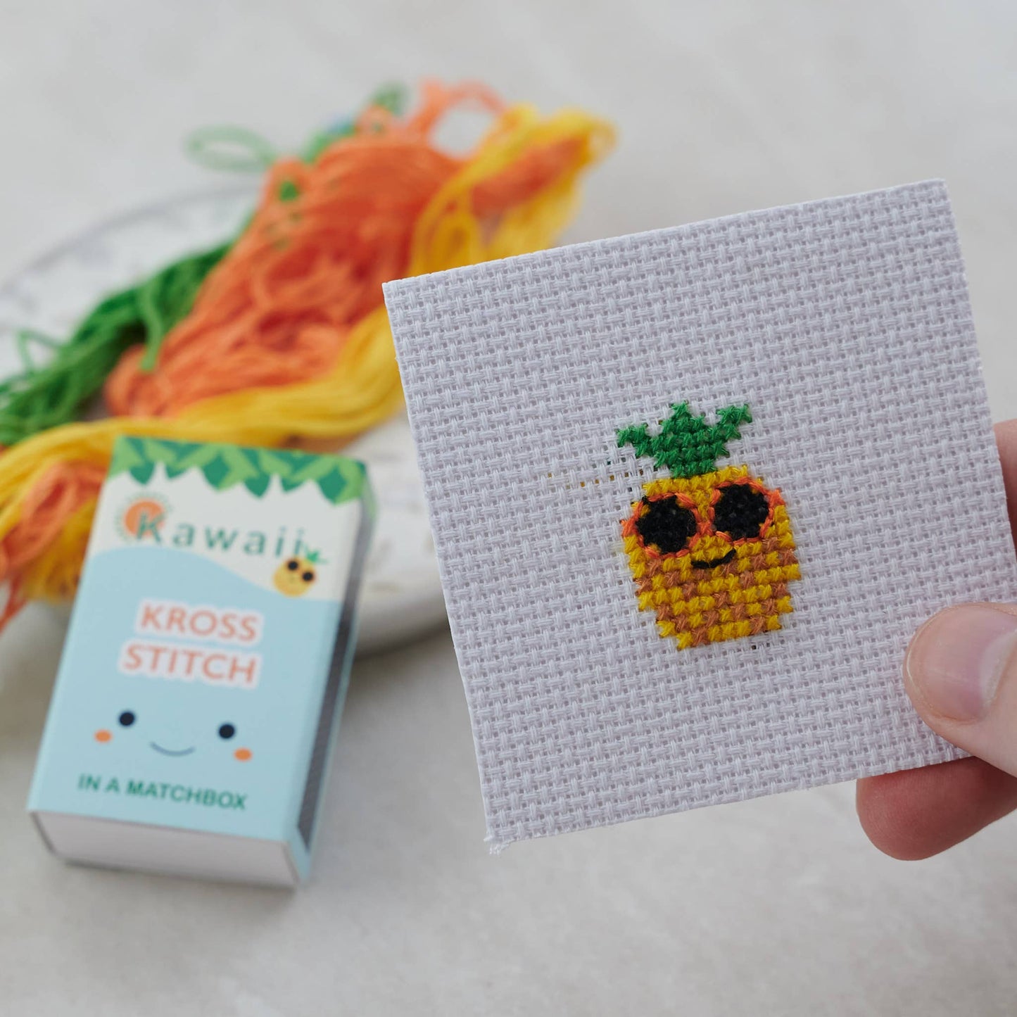 Kawaii Pineapple Cross Stitch Kit In A Matchbox
