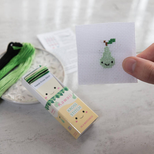 Kawaii Pear Mini Cross Stitch Kit In A Matchbox