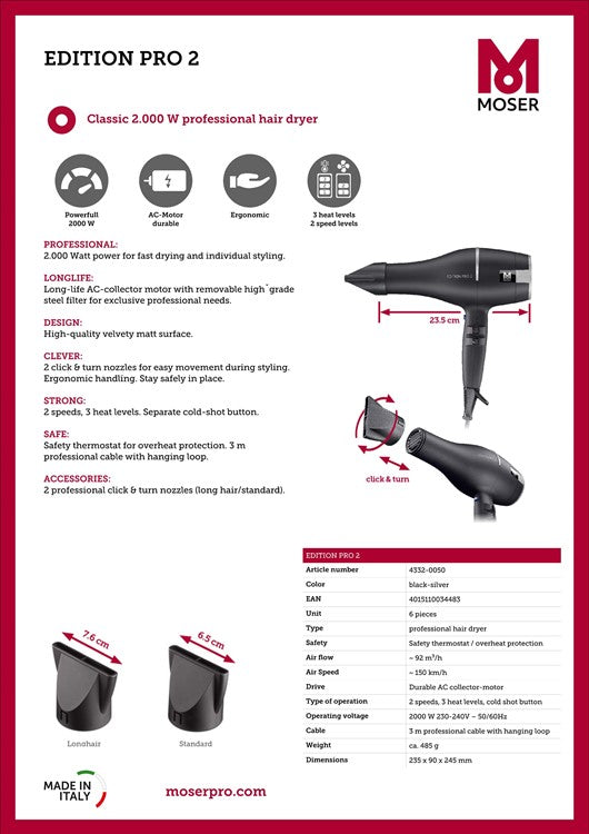 Handfön Moser Professional H11 - 2100 Watt