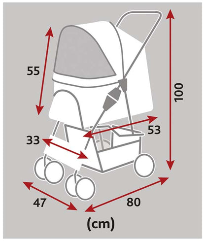 Djurvagn Buggy, hopfällbar, 47×h100×80 cm, grå