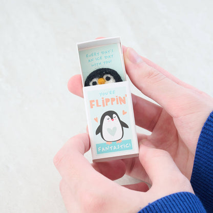 Flippin' Fantastic Friend Wool Felt Penguin In A Matchbox